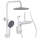 ZeeCry Shower set Rainfall Modular Bathroom Thermostatic Shower Panel/White Color Heavy Brass Body 4 in 1 Wall Mixer Single Lever/Luxury