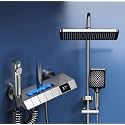 ZeeCry Shower Panel with Led Display Finish Matte Greycolor / 4 in 1 Wall Mixer Single Lever Shower Panel Rain Fall Heavy Brass Waterfall Bathroom System,