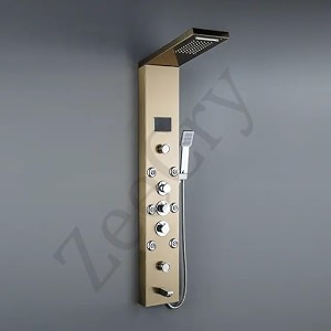 zeecry luxury stainless steel 304 panel 8 in one with led display tower system rainfall shower body massage spray wall mount shower panel matte black 3-function hand shower