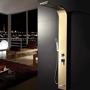 zeecry shower panel thermostate stainless steel 5 in one tower system rainfall shower body massage spray 3 function hand shower