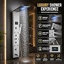 ZeeCry shower Panel Chrome Rainfall Shower 8 Body Massage Spray Luxury Bathroom Panel Thermostatic Waterfall Body Massage shower (Stainless Steel)