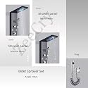 ZeeCry For Bathroom Full Set Stainless Steel 304 Shower Panel for Bathroom with Hand 6 in One With LED Display Tower System Shower/Showerhead/Body Massage Jets (Brush Black)