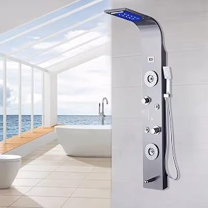 zeecry for bathroom full set stainless steel 304 shower panel for bathroom with hand showershowerheadbody massage jetsshower system with hot amp cold mixer mirror black finishing
