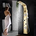 ZeeCry 6-in-1 SS304 Shower Panel | Matte Black Finish | Waterfall & Rainfall Shower | Body Massage Jets | Hand Shower | Tub Spout | Hot & Cold Mixer (Gold)
