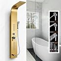 ZeeCry Shower Panel For Bathroom Full Set Stainless Steel 304 Shower Panel for Bathroom with HandShower/Showerhead/Body Massage Jets/Shower System with Hot &amp; Cold Mixer (Classic Gold)