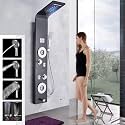 ZeeCry For 6 in 1 Bathroom Full Set Stainless Steel 304 Shower Panel for Bathroom with Hand Shower/Showerhead/Body Massage Jets/Shower System with Hot &amp; Cold Mixer (Matte Black)
