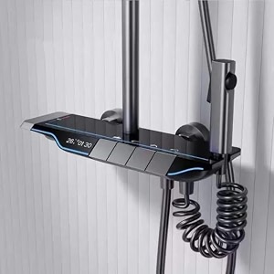 zeecry thermostat shower panel with luxury piano switchesshower panel 6 in one with led displayoverhead shower complete setfor bathroom full seteasy-to-clean