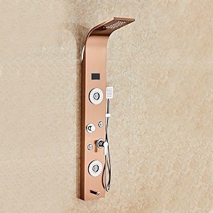 zeecry thermostate shower panel 5 in one tower system body massage spray shower temperature display easy connect free scratch stainless steel 304 mirror gold finishing
