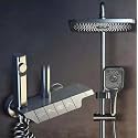 ZeeCry Shower Set Thermostatic Rainfall Modular/Hand shower overhead rectangle Shower Grey Color Brass Body 4 in 1 Wall Mixer Single Lever