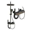 ZeeCry Thermostatic Shower Set Rainfall Modular Shower Panel/Hand shower overhead rectangle Shower/Piano Switches/Grey Color Brass Body /4 in 1 Wall Mixer Single Lever Shower set