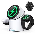 ZEEHOO 3 in 1 Charging Station for Apple Devices, Mag-Safe Charger Stand, 15W Auto-Rotating Wireless Charger for iPhone 18 Pro/Duo/17 16/15/14/13/12 Series&amp; AirPods&amp; iWatch (White)