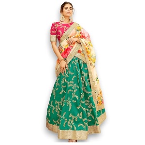 zeel clothing women39s art silk semi-stitched new lehenga choli with dupatta wedding-bridal-latest-designer-lehenga free size