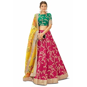 zeel clothing women39s art silk semi-stitched new lehenga choli with dupatta wedding-bridal-latest-designer-lehenga free size