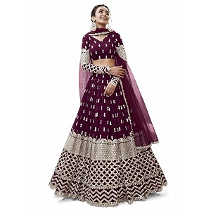 zeel clothing women39s georgette embroidered fabric sequins zari embroidered semi-stitched lehenga choli with dupatta 300-wedding-bridal--new-stylish
