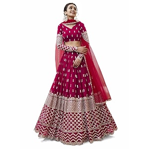 zeel clothing women39s georgette embroidered fabric sequins zari embroidered semi-stitched lehenga choli with dupatta 300-wedding-bridal--new-stylish