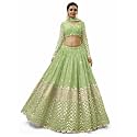 Zeel Clothing Women's Georgette Embroidered Fabric Sequins Zari Embroidered Semi-Stitched Lehenga Choli With Dupatta (300-Wedding-Bridal--New-Stylish)