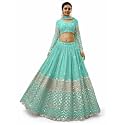Zeel Clothing Women's Georgette Embroidered Fabric Sequins Zari Embroidered Semi-Stitched Lehenga Choli With Dupatta (300-Wedding-Bridal--New-Stylish)