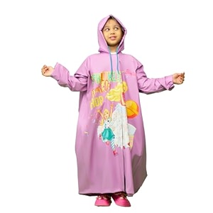 zeel kids raincoat with hood  rain coat for girls  cartoon printed rainwear  barbie print ekg501 purple 6-7 years