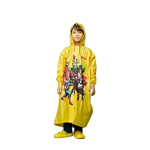 zeel kids raincoat with hood  rain coat for boys  cartoon printed rainwear  avengers print ekb701 yellow 4-5 years
