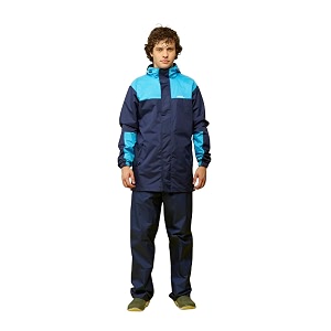 zeel rain coat for men waterproof for bike riders with adjustable hood along with inner pockets polyester rainwear suit pants and waterproof drawstring bag eze401 navy-blue xl