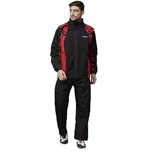 zeel rain coat for men waterproof for bike riders with adjustable hood along with inner pocketswaterproof raincoat with polyester jacketpants and waterproof drawstring bag js508_ejs511