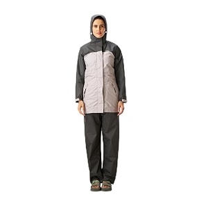 zeel rain coat for women waterproof with adjustable hood rainwear suit with backpack friendly pleate front zip with snap button flap pants for ladies els508 pink l