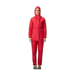 zeel rain coat for women waterproof with adjustable hood rainwear suit with backpack friendly pleate front zip with snap button flap pants for ladies els508 pink l