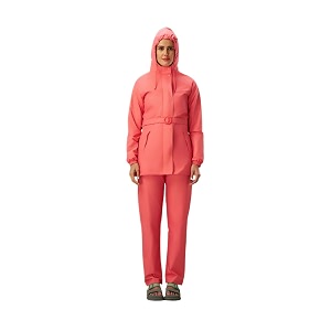 zeel rain coat for women waterproof with adjustable hood rainwear suit with backpack friendly pleate front zip with snap button flap pants for ladies els508 pink l