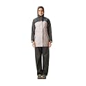 ZEEL Rain Coat for Women Waterproof with Adjustable Hood, Rainwear Suit with Backpack Friendly Pleate, Front Zip with Snap Button Flap, Pants for Ladies (ELS508, Pink, L)