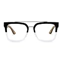 Zeelool Aviator Glasses Frame for Men, Retro Eyeglasses Eyewear Frame with Clear Lens, Wooden Temples and Spring Hinges ZJGX642196-02