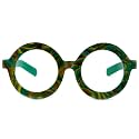 Zeelool Retro Thick Round Eyeglasses Frame for Women Men Non-prescription Clear Lens Calhoun ZOA01776-03 Green-Floral