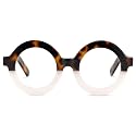 Zeelool Retro Thick Round Eyeglasses Frame for Women Men Non-prescription Clear Lens Calhoun ZOA01776-04 Two-Tone