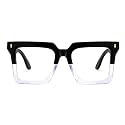 Zeelool Vintage Square Wood Arm Eyeglasses Frame for Men with Non-prescription Clear Lens ZJGX320783-07 Black-crystal