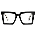 Zeelool Vintage Square Wood Arm Eyeglasses Frame for Men with Non-prescription Clear Lens ZJGX320783-01 Black