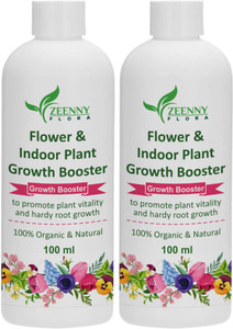 zeenny flora pack of 2 plant boost liquid bio-fertilizer for all type flower plant growth fertilizer 100 ml liquid