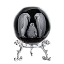 ZEERSHEE 3D Penguin Crystal Ball with Stand Laser Engraved Figurine Gift
