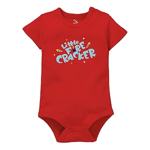 Zeezeezoo Little Fire Cracker Red Baby Onesie