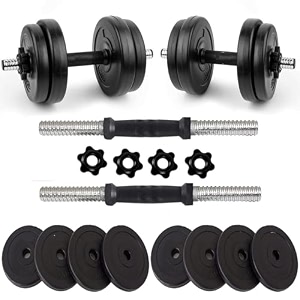 zeffer pvc adjustable dumbbell set with pvc weight plates pair of dumbbell rods 16 kg