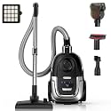 Zefiro 1600W Bagless Canister Vacuum Cleaner, 40kPa Powerful Suction, Lightweight, Auto Cord Rewind, HEPA Filter, Corded Vacuum for Floors, Carpets, Pet Hair in Homes &amp; Apartments