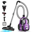 Zefiro Canister Vacuum Cleaner, Bagless Canister Vacuum for Home, Powerful Suction, Auto Cord Rewind, HEPA Filter, Corded Vacuum for Hard Floors, Carpet, Pet Hair, Apartment/Rental Friendly(Violet)