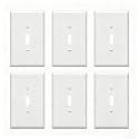 ZEFTV OverSize Toggle Light Switch Wall Plates 1-Gang 5.5" x 3.5" Switch Electrical Cover Plate Unbreakable Thermoplastic Faceplate, White (6 Pack)
