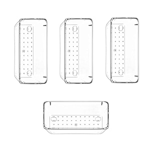 zeinwap desk drawer organizers trays set clear plastic storage bins bathroom drawer tray dividers vanity for bedroom dresser makeup kitchen utensil office4 pc long med tray transparent