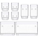 Zeinwap Desk Drawer Organizers Trays Set Clear Plastic Storage Bins Bathroom Drawer Tray Dividers Vanity Trays Organizer For Bedroom Dresser Makeup Kitchen Utensil Office (8 Pc Set), Transparent
