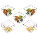Zeinwap Desk Drawer Organizers Trays Set Clear Plastic Storage Bins Bathroom Drawer Tray Dividers Vanity Trays Organizer for Bedroom Dresser Makeup Kitchen Utensil Office(4 Pc Small Tray),Transparent
