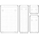 Zeinwap Desk Drawer Organizers Trays Set Clear Plastic Storage Bins Bathroom Drawer Tray Dividers Vanity Trays Organizer For Bedroom Dresser Makeup Kitchen Utensil Office (4 Pc Set New) - Transparent