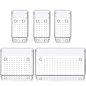 Zeinwap Desk Drawer Organizers Trays Set Clear Plastic Storage Bins Bathroom Drawer Tray Dividers Vanity Trays Organizer For Bedroom Dresser Makeup Kitchen Utensil Office (5 Piece), Transparent