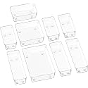 Zeinwap Desk Drawer Organizers Trays Set Clear Plastic Storage Bins Bathroom Drawer Tray Dividers Vanity Trays Organizer for Bedroom Dresser Makeup Kitchen Utensil Office (9 Piece)