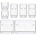 Zeinwap Desk Drawer Organizers Trays Set Clear Plastic Storage Bins Bathroom Drawer Tray Dividers Vanity Trays Organizer For Bedroom Dresser Makeup Kitchen Utensil Office (7 Piece), Transparent