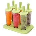 Zeinwap Set of 6 Plastic Reusable Round Shape Ice Popsicle Makers - Homemade Popsicle Frozen Ice Cream Moulds Tray - Kulfi Candy Ice Lolly Mold For Children & Adults - Muilticolor,17X11.9X15.5 Cm