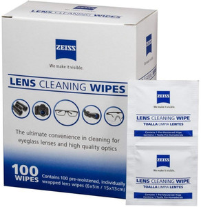 zeiss pre-moistened lens cleaning wipes - cleans bacteria and germs without streaks for eyeglasses and sunglasses  lens cleaner